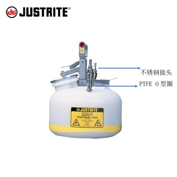 安全處置罐|Justrite安全罐_7.5L快速拆卸式安全處置罐不銹鋼接頭TF12752